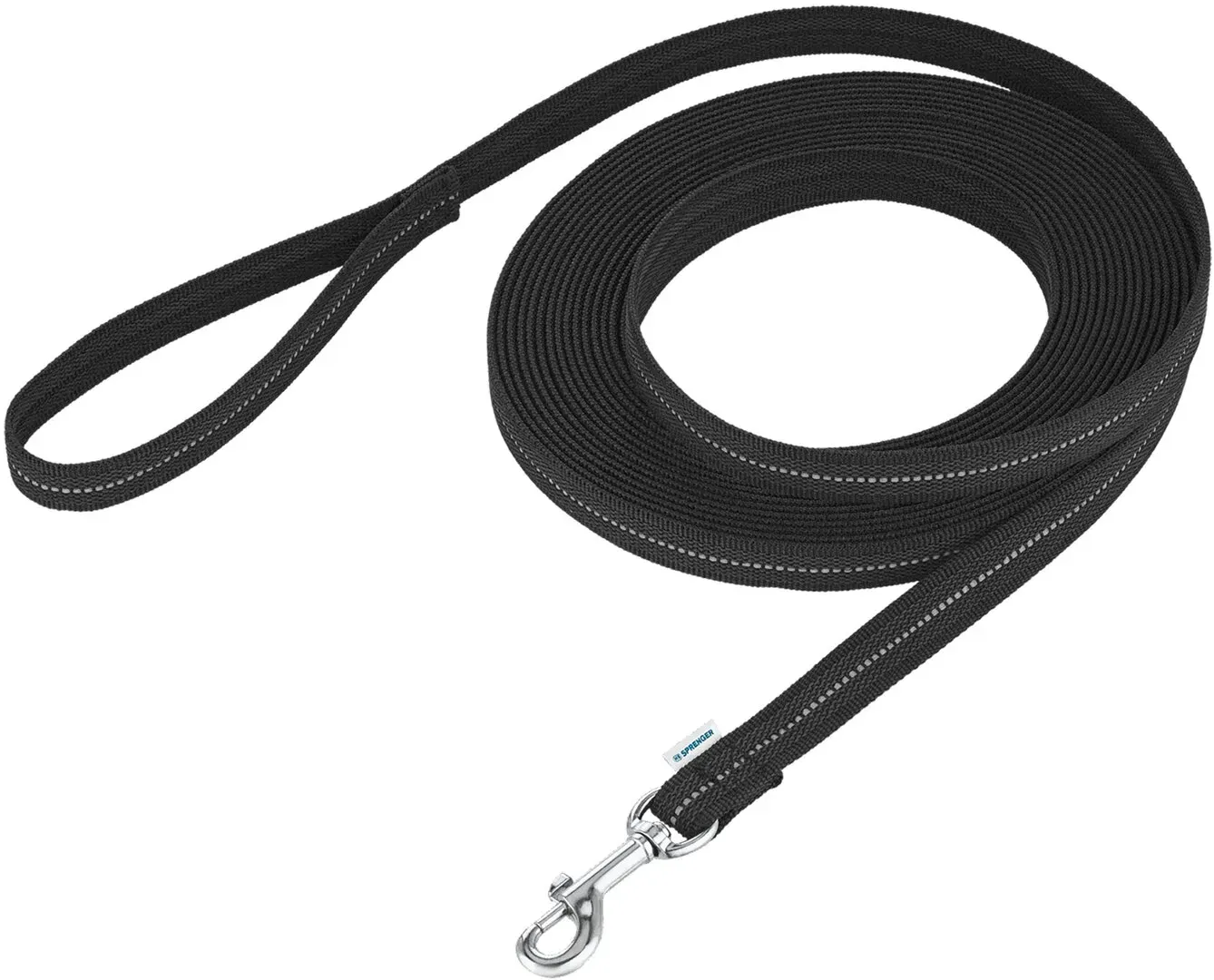 SPRENGER Gummierte Schleppleine mit Handschlaufe schwarz