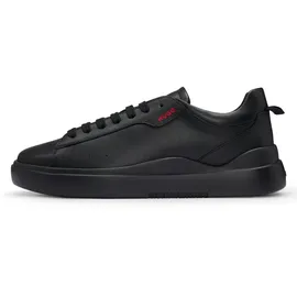 Hugo Herren Blake Tenn Ledersneakers mit rotem Logo Schwarz005 43