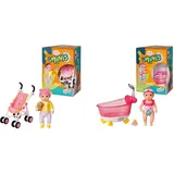 BABY Born Minis Kinderwagen-Spielset mit Minis-Puppe Eli und Kuscheltier, 906156 Zapf Creation & Minis Badewannen-Spielset mit Minis-Puppe Amy und Ente, 906101 Zapf Creation