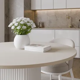design möbel Beistelltisch CUBO Ø100 cm Metalltisch Wohnzimmertisch WEIß/CASCHMERE