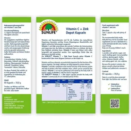 Sunlife Vitamin C + Zink Depot Kapseln 60 Kapseln