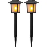StarTrading Solarleuchte Kunststoff 7,5x23 cm 2er Set schwarz