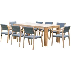 OUTFLEXX Garten-Essgruppe, natur, Akazie, Esstisch 200 x 100 cm, 8 Personen, FSC®-zertifiziertes Produkt