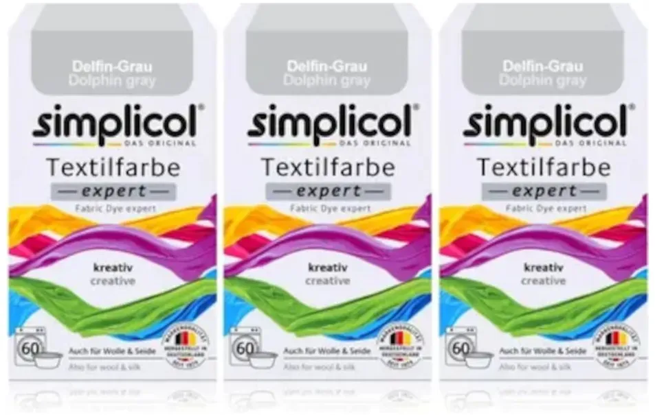 Simplicol Textilfarbe expert Delfin-Grau DE 150g 3er Pack