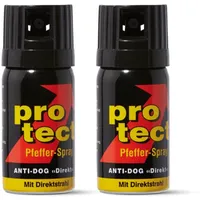 2 Stück Pfefferspray PROTECT Anti-Dog Direktstrahl 40ml KO Spray Abwehrspray zur Selbstverteidigung Reizstoffspray in verschiedenen Sprühvarianten (2X 40ml Direktstrahl)