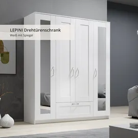 SchlafKONTOR Drehtürenschrank Lepini 156 x 191 x 50 cm Weiß