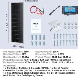 Vevor 200W monokristallin