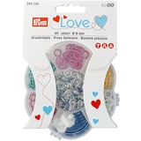 Prym 390740 Love Druckknöpfe Jersey Box, 60 Stück, Ø 8 mm, 6 Farben, Messing