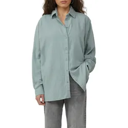 Hemdbluse QS, Damen, Gr. 38, lind grün, Web, Obermaterial: 100% Baumwolle, unifarben, casual, oversize, Blusen, aus luftiger Musselinqualität