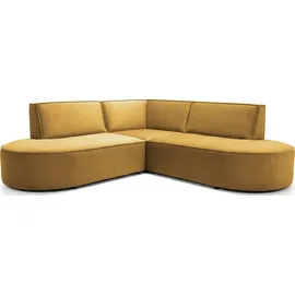 WFL GROUP Ecksofa Nora L-Form 3-Sitzer Universell, Samt, Senfgelb 223/73/223 cm