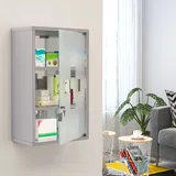 Dreistöckiger, Wandmontierter Medizinschrank Aus Edelstahl Mit Abschließbarer Glastür Und 2 Schlüsseln