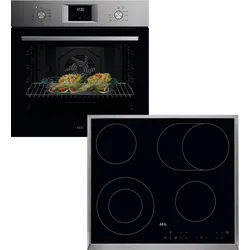 AEG Backofen-Set "HH24BSM", A+ (A+++-D), schwarz, Herdsets, Wasserdampfreinigung des Backofens, Grill, Keramikkochfeld mit Touch