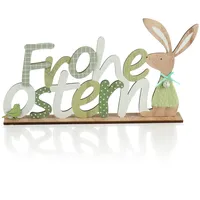 COM-FOUR Deko Aufsteller Frohe Ostern - Schriftzug mit Osterhasen