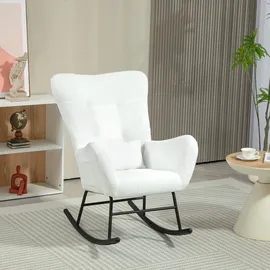 Homcom Schaukelstuhl,, Weiß, Textil, Füllung: Schaumstoff, 67x100x95 cm, Wohnzimmer, Sessel, Schaukelstühle