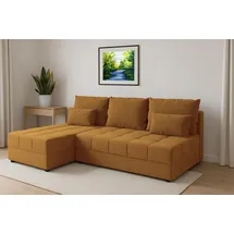 ax living Ecksofa Klein mit Schlaffunktion Dolceo Gelb Steppung 206 cm