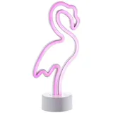 CASANOVA casa NOVA LED-Tischlampe FLAMINGO, H 29,5 cm - Pink - Silbergrau - Kunststoff - Batteriebetrieben - mit USB-Kabel