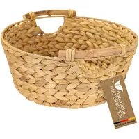HMF Aufbewahrungskorb rund, Korb geflochten aus Wasserhyazinthe mit Holzgriffen,