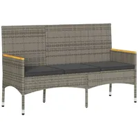 VidaXL Gartenbank 3-Sitzer mit Kissen Grau Poly Rattan