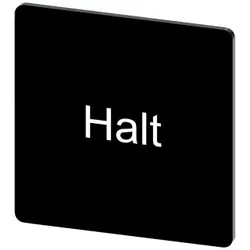 Siemens 3SU19000AE160AK0 Bezeichnungsschild 27x27mm, Schild schwarz, Beschriftung: Halt - 10 Stück