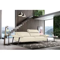 Egoitaliano 2,5-Sitzer Anais, Designsofa mit erstklassigem Sitzkomfort, Fußfarbe schattengrau, Kopfteil verstellbar, 232 cm, Leder BULL, cremeweiß beige