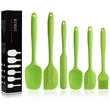 Binhai Silikon Pfannenwender Ölbürste Backpinsel-Set – 4-teiliges Antihaft-Gummi-Spachtel Set mit Edelstahlkern – hitzebeständiger Spachtel Küchenhelfer Set zum Kochen, Backen und Mischen (schwarz)