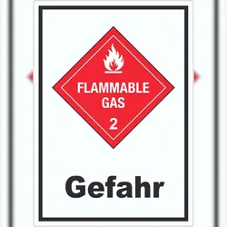 Aufkleber Entzündliche Gase Gefahr Flammable Gas Flamme A9 (37x52mm)