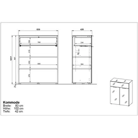 Germania Kommode »Oakland« Kaschmir, 83x102x42 cm