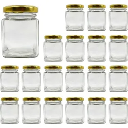 20x Quadratisches Glasgefäß für Gewürze 150ml mit Deckel - Küchenaufbewahrungsgläser - Gewürze, Marmelade, Joghurt