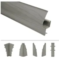 Lemal Sockelleisten und Zubehör - PVC Fußleisten 60x26mm mit Kabelkanal - (1 Endkappe rechts, EKR.8602 Holzoptik grau) Fußleiste Scheuerleiste Laminat