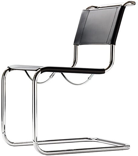 Thonet Freischwinger S33 schwarz, Designer Mart Stam, 85x49x66 cm