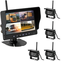 CARMATRIX AHD QUAD DVR 4 Kanal Funk Rückfahrsystem Digital für Auto Wohnmobil Monitor mit Mikrofon, Videoaufzeichnung