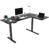 FLEXISPOT Winkelschreibtisch Eckschreibtisch elektrisch höhenverstellbar Bürotisch mit 2 Motoren (180x120 cm, Schwarz)