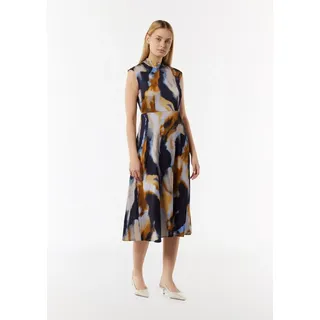 Comma, Comma Midikleid Satin, mit Allover-Print blau 40