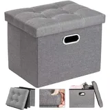 COSYLAND Sitzbank mit Stauraum – Faltbare Sitzbank für Flur, Wohnzimmer & Schlafzimmer, stabile Sitztruhe mit Stauraum, belastbar bis 200 kg, 43 x 33 x 33 cm(Neutrales Hellgrau)