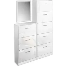 Vicco Vicco, Schuhschrank, Schuhkipper Gizmo, Weiss Hochglanz/Weiss, Set mit Spiegel (45 x 60 x 2 cm, 59 x 170 x 22 cm, 59 x 105 x 22 cm)