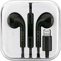 DCU TECNOLOGIC, Kopfhörer für iPhone/iPad, mit Mikrofon und Lautstärkeregler, Stereo-Sound, Schwarz