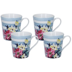 Neuetischkultur Tasse Kaffeetasse Porzellan Blumendekor 4er-Set Mikasa, Porzellan, Kaffeebecher blau|bunt