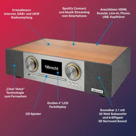 Albrecht DR 1000 All-in-One Soundsystem braun/silber