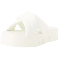Tommy Jeans Damen Sandalen Lettering Flatform Sandal Sommer, Weiß (Ecru), 37