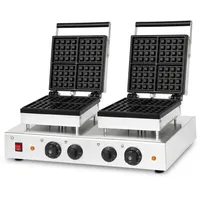 vertes Waffeleisen 8 Waffeln gleichzeitig 160 Stück pro Stunde, regelbar 0-300°C, 3200 W, teflonbeschichtet, Belgisches Waffeleisen, Edelstahlgehäuse