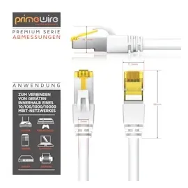 Primewire LAN-Kabel CAT.7, RJ-45 (Ethernet), Gigabit Ethernet S/FTP Netzwerkkabel, 10000 Mbit/s, Patchkabel - 20m