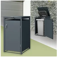ML-DESIGN Mülltonnenbox Müllbox aus Stahl wetterfest mit Klappdeckel/Tür Mülltonnecontainer, für 1 Tonne 240L 68x80x116,3cm Anthrazit schwarz