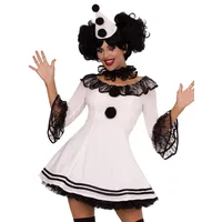 Leg Avenue Damen-Clown-Kostüm, Schwarz und Weiß