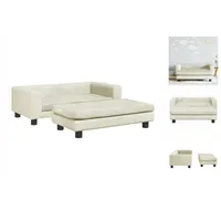 vidaXL Kindersofa mit Hocker Creme 100x50x30 cm Samt