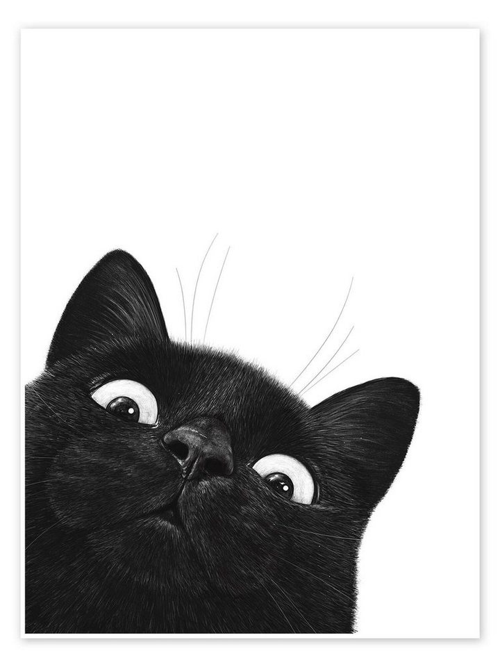 Posterlounge Poster Valeriya Korenkova, Lustige schwarze Katze, Kindergarten Kindermotive schwarz 30 cm x 40 cm