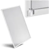 Juskys Fliegengitter mit Alu-Rahmen 80 x 100 cm für Fenster zum Einhängen UV-beständig in Weiß