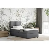 panda möbel gmbh Boxspringbett Everest, 90x200 mit Bettkasten und Topper, Dunkelgrau