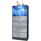 Vladon Kommode Pino V3 56 x 125 x 36 cm Anthrazit matt / Beton Oxid Optik