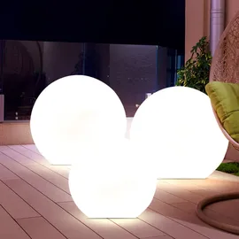 ETC Shop 3er Set LED Solar Außen Leuchten Balkon Beleuchtung Garten Deko Steck Lampen Kugeln weiß 15 und 20 cm