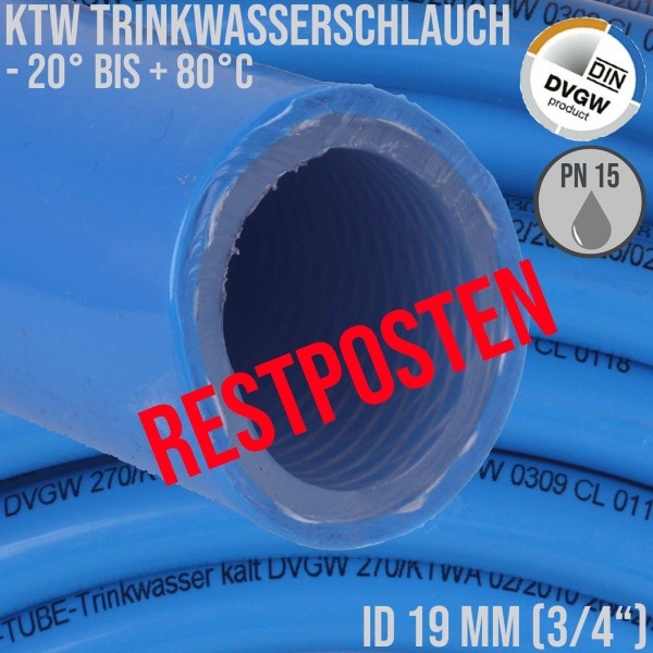 19 mm 3/4" Zoll Trinkwasser Wasser Kirmes Volksfest Biergarten Schlauch PU KTW DVGW W 270 blau PN 15